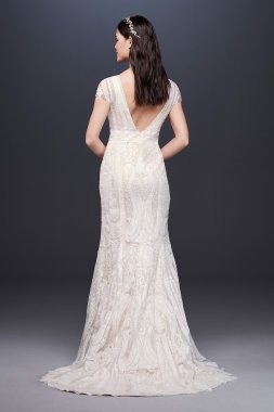 Laser-Cut Lace Illusion Cap Sleeve Wedding Dress Melissa Sweet MS251194