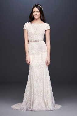 Laser-Cut Lace Illusion Cap Sleeve Wedding Dress Melissa Sweet MS251194