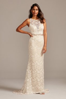 Plunge Illusion Chantilly Lace Wedding Dress Melissa Sweet MS251214