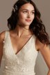 Floral Embroidered Wedding Dress with Veiled Train Melissa Sweet MS251228