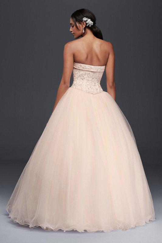 Tulle Wedding Dress with Corseted Satin Bodice David's Bridal Collection NT8017