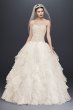 Lace and Organza Ruffled Skirt Wedding Dress Oleg Cassini NTCWG568