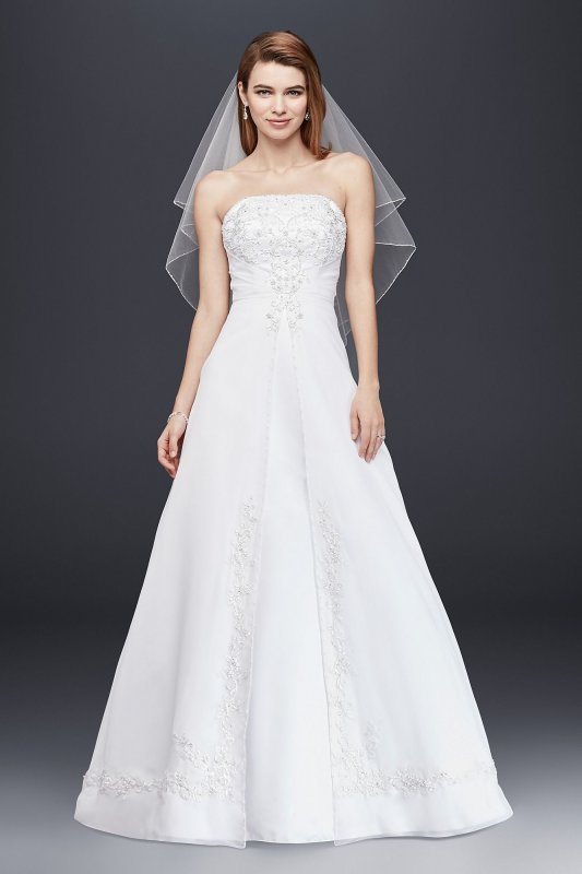 Split Front Wedding Dress with Cap Sleeves David's Bridal Collection NTV9010