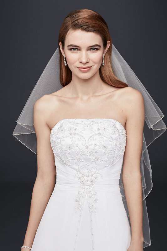 Split Front Wedding Dress with Cap Sleeves David's Bridal Collection NTV9010