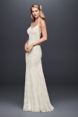 Soft Lace Sheath Wedding Dress with Low Back Galina NTWG3827