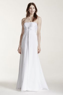 Strapless Satin Gown with Pleated Bodice David's Bridal Collection OP1223