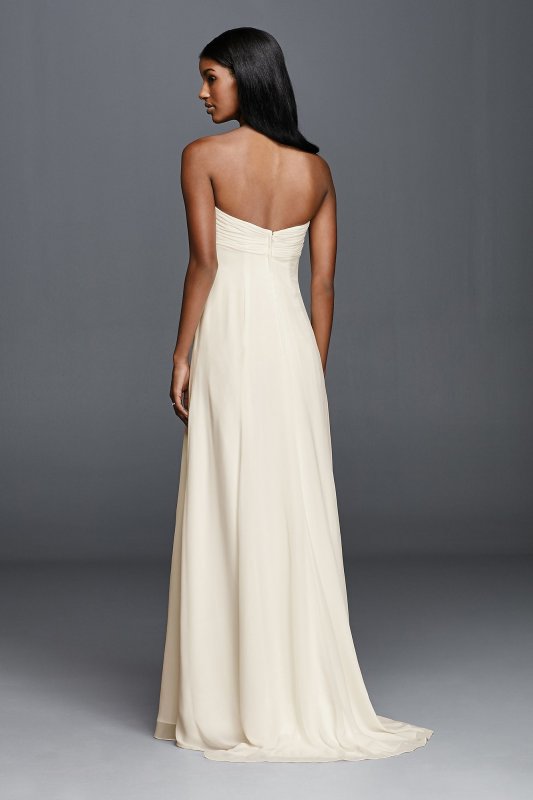 Strapless Chiffon Aline Wedding Dress with Brooch David's Bridal Collection OP1277