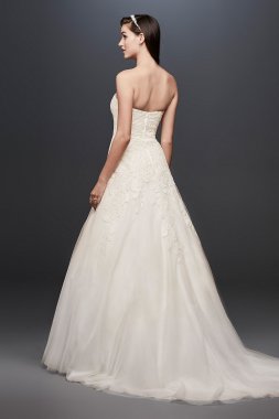 Off-the-Shoulder Button Back Petite Wedding Dress David's Bridal Collection 7WG3990