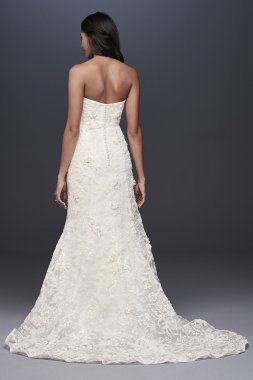 Strapless Lace Mermaid Dress with 3D Flowers David's Bridal Collection OP1344
