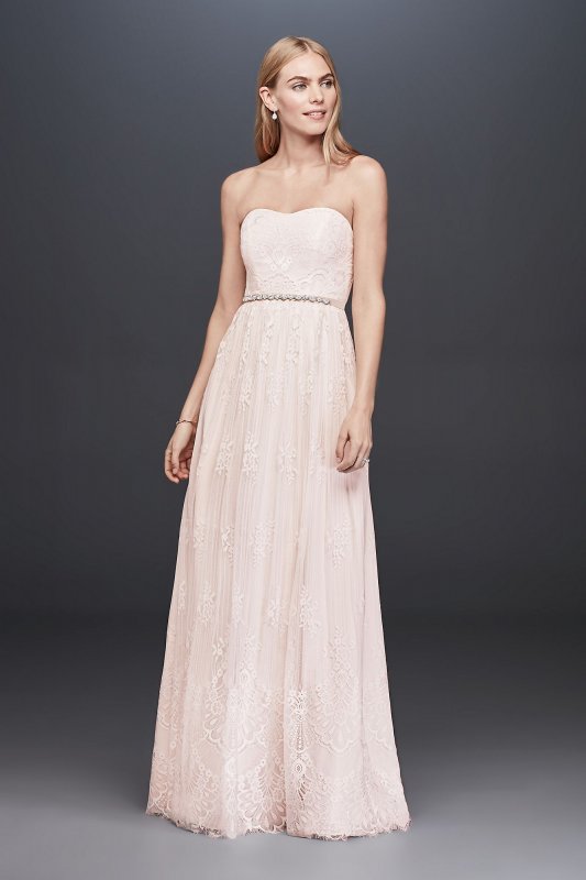 Soft Floral Lace Sheath Gown with Blush Lining DB Studio SDWG0622