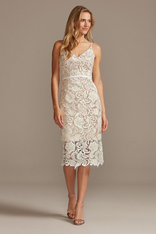 Crochet Lace Overlay Midi Spaghetti Strap Dress DB Studio SDWG0773