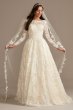 Long Sleeve Beaded Lace Folded Skirt Wedding Dress Oleg Cassini SLCWG780