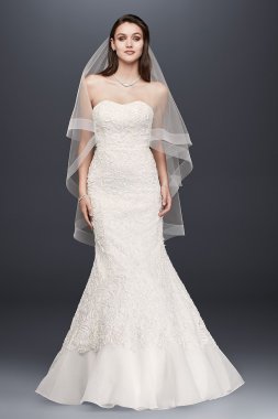 Lace Overlay Charmeuse Wedding Dress with Train Galina Signature SWG400