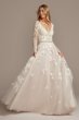 Illusion Sleeve Plunging Ball Gown Wedding Dress Galina Signature SWG820