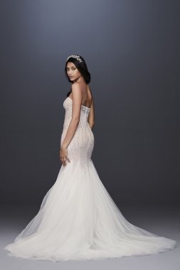 Beaded Tulle Sweetheart Trumpet Wedding Dress Galina Signature SWG823