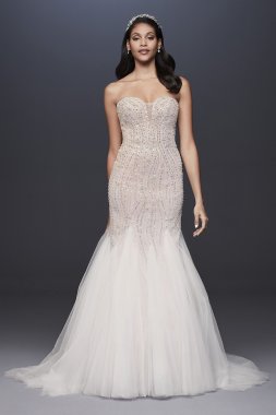 Beaded Tulle Sweetheart Trumpet Wedding Dress Galina Signature SWG823