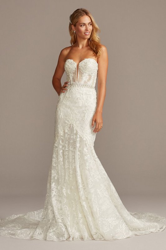 Beaded Brocade Embellished Mermaid Wedding Dress Galina Signature SWG835