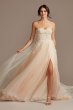 Floral Beaded Wedding Dress with Metallic Tulle Galina Signature SWG871