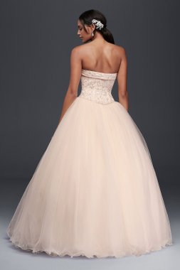 Tulle Wedding Dress with Beaded Satin Bodice David's Bridal Collection T8017