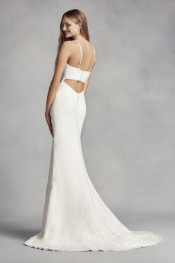 Cuffed Off-the-Shoulder Lace Sheath Gown with Slit DB Studio DB1531