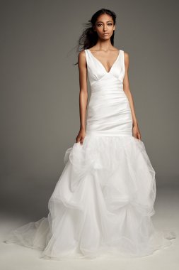 Mikado Wedding Dress with Tossed Tulle Skirt White by Vera Wang VW351458