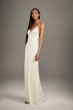 Satin Slip Dress with T-Back Sequin Tulle Overlay White by Vera Wang VW351466