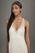 Satin Slip Dress with T-Back Sequin Tulle Overlay White by Vera Wang VW351466