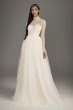 High-Neck Lace and Tulle Corset Wedding Dress White by Vera Wang VW351482