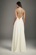 Crepe Wrap Gown with Jeweled Crisscross Low Back White by Vera Wang VW351495