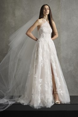 White by Vera Wang Halter Applique Wedding Dress White by Vera Wang VW351499