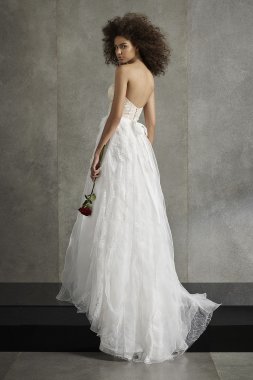 Strapless Tulle Wedding Dress with Beaded Lace David's Bridal Collection V3469