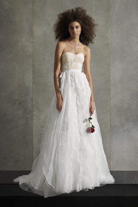 White by Vera Wang Lace Cascade Wedding Dress White by Vera Wang VW351502