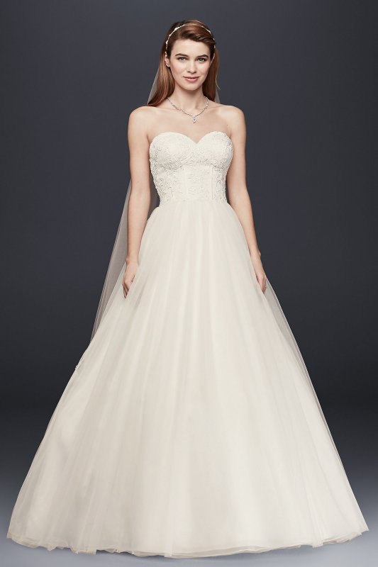 Strapless Wedding Dress with Lace Corset Bodice David's Bridal Collection WG3633