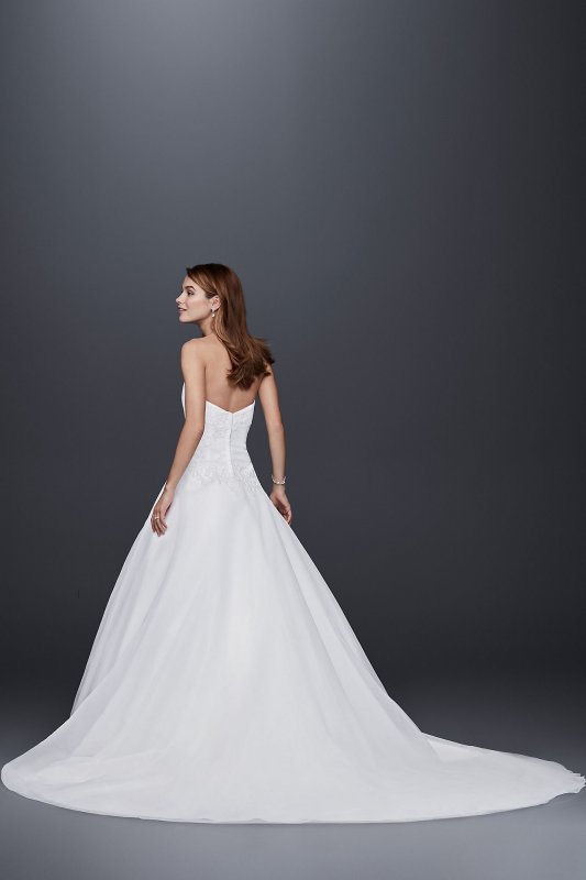 Strapless Tulle Wedding Dress with Lace Applique David's Bridal Collection WG3740