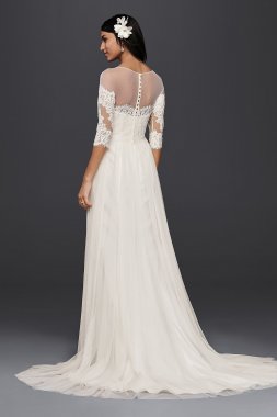 Soft Tulle Wedding Dress with Leaf Lace Applique David's Bridal Collection OP1338