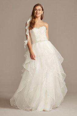 Lace and Organza Wedding Ball Gown with Beading David's Bridal Collection WG3830