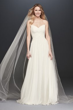 Ruched Bodice Chiffon A-Line Wedding Dress David's Bridal Collection WG3856