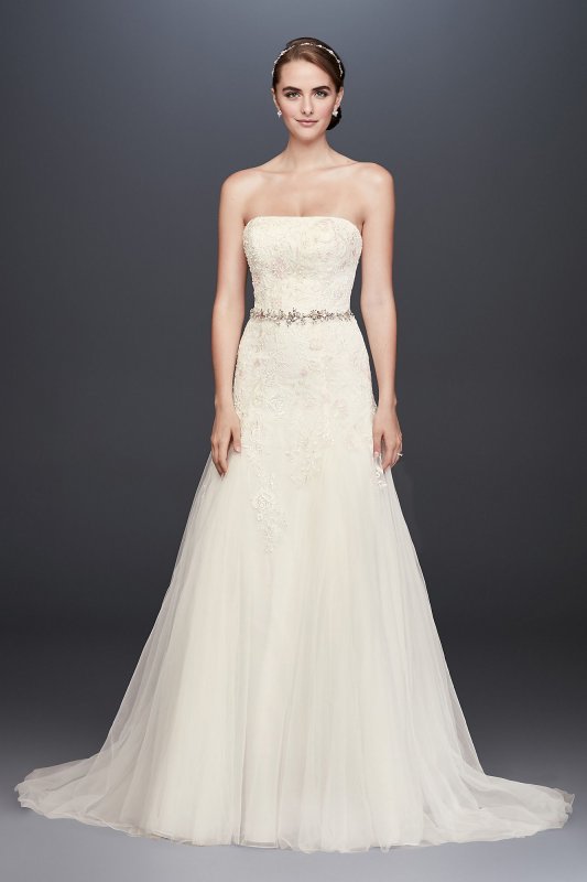 Lace-Appliqued Tulle A-Line Wedding Dress David's Bridal Collection WG3862