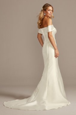 Off-the-Shoulder Mikado Trumpet Wedding Dress David's Bridal Collection WG3880