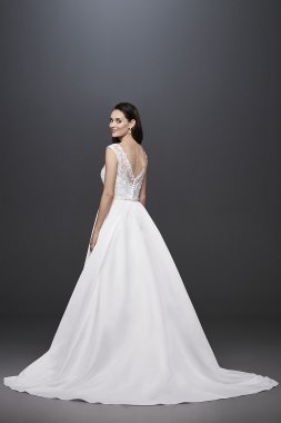 Satin Cap Sleeve Ball Gown Wedding Dress David's Bridal Collection WG3900