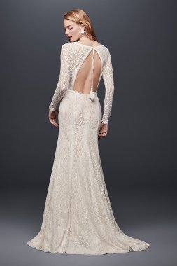 Allover Lace Long-Sleeve Sheath Wedding Dress Galina WG3914