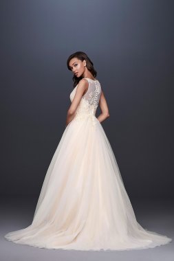 Appliqued Glitter Tulle A-Line Wedding Dress David's Bridal Collection WG3930