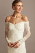 Long Sleeve Off-the-Shoulder Trumpet Wedding Dress David's Bridal Collection WG3943