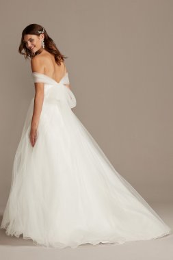 Off the Shoulder Pleated Tulle Wedding Dress David's Bridal Collection WG3976