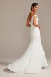 Floral Applique Sheer Bodice Crepe Wedding Dress David's Bridal Collection WG3977