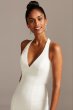 Sheer Back Crepe Wedding Dress with Lace Train David's Bridal Collection WG3989