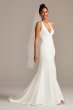 Sheer Back Crepe Wedding Dress with Lace Train David's Bridal Collection WG3989