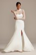 Illusion Long Sleeve High Neck Crepe Wedding Dress David's Bridal Collection WG3991