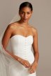 Button Front Strapless Stretch Crepe Wedding Dress David's Bridal Collection WG3992