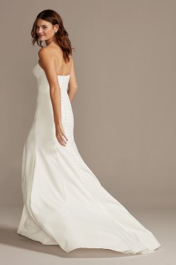 Strapless Crepe Button Back Wedding Dress David's Bridal Collection WG3995